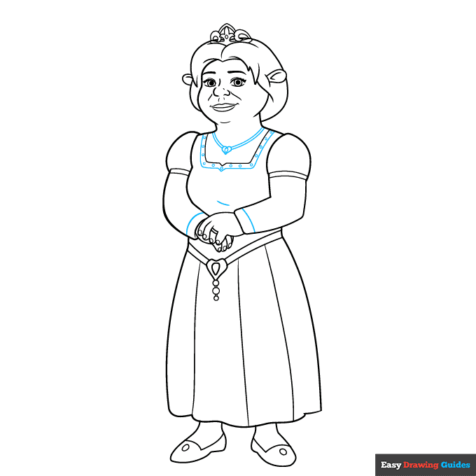 Princess Fiona from Shrek in Ogre Form step-by-step drawing tutorial: step 8