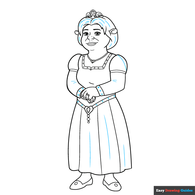 Princess Fiona from Shrek in Ogre Form step-by-step drawing tutorial: step 9