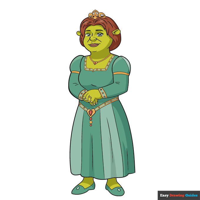Princess Fiona from Shrek in Ogre Form step-by-step drawing tutorial: step 10