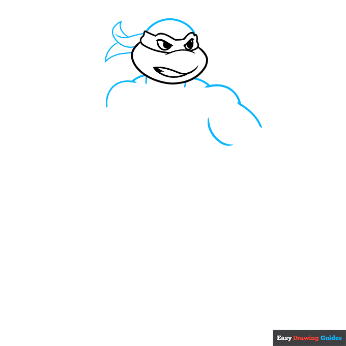 Raphael Ninja Turtle step-by-step drawing tutorial: step 2