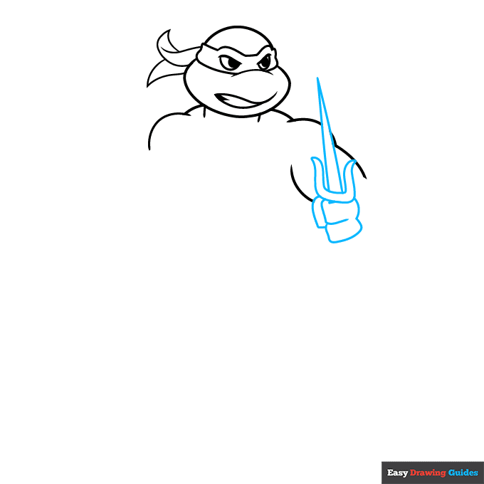 Raphael Ninja Turtle step-by-step drawing tutorial: step 3