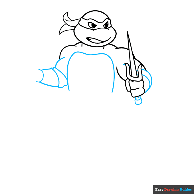 Raphael Ninja Turtle step-by-step drawing tutorial: step 4