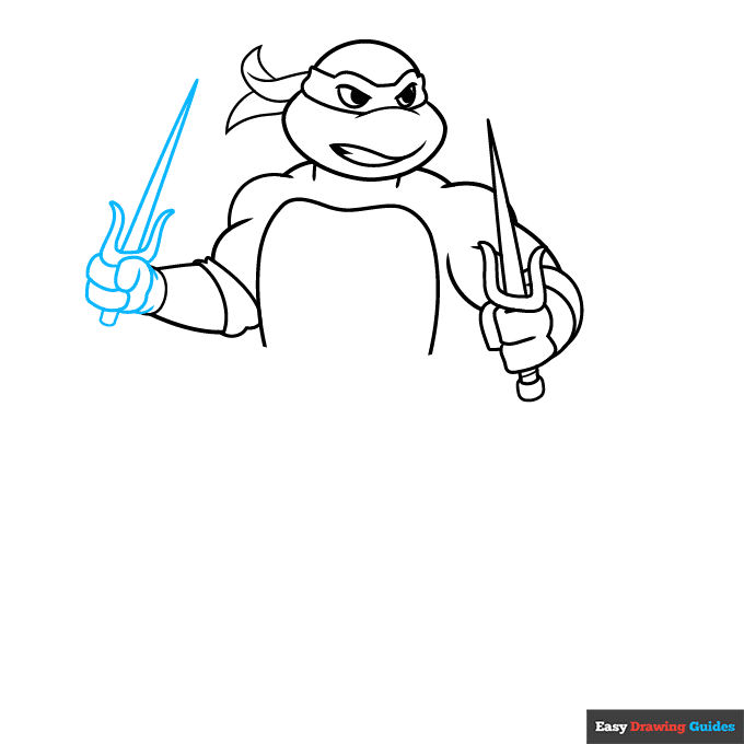 Raphael Ninja Turtle step-by-step drawing tutorial: step 5