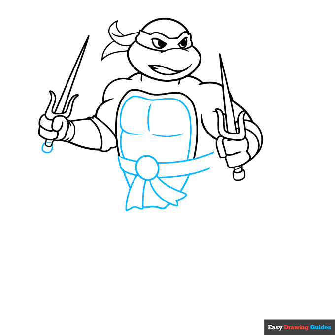 Raphael Ninja Turtle step-by-step drawing tutorial: step 6