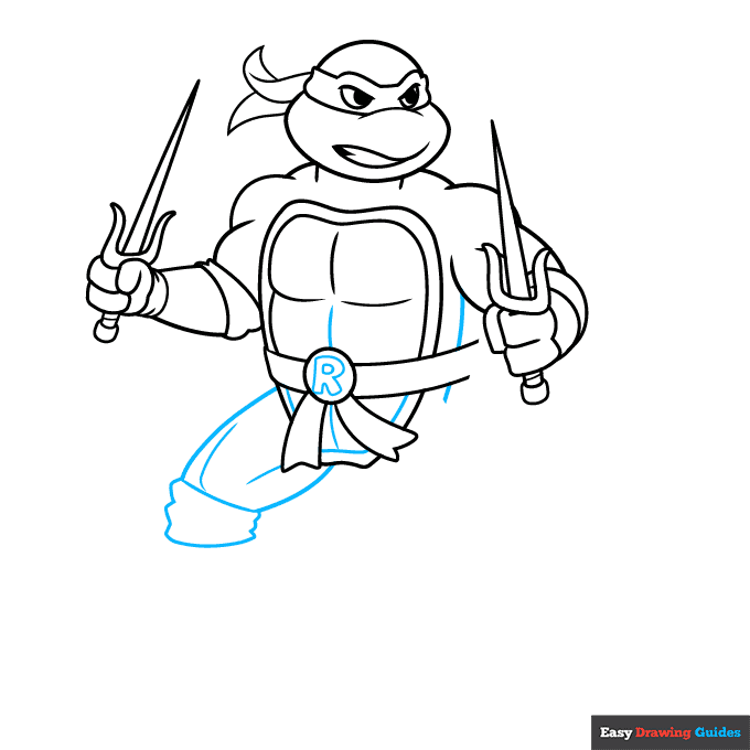 Raphael Ninja Turtle step-by-step drawing tutorial: step 7