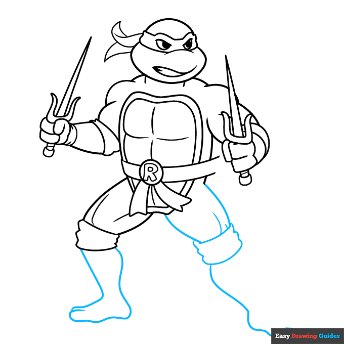 Raphael Ninja Turtle step-by-step drawing tutorial: step 8