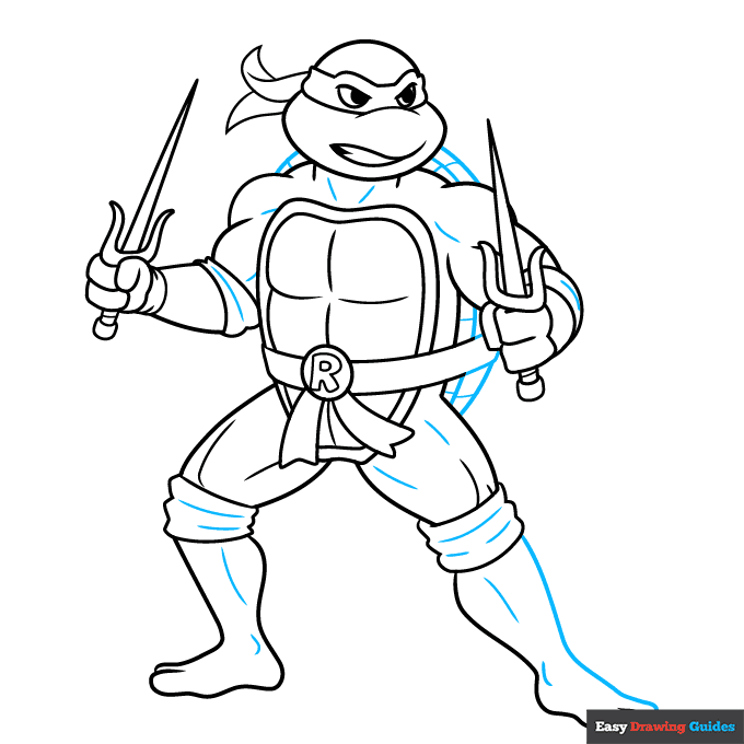 Raphael Ninja Turtle step-by-step drawing tutorial: step 9