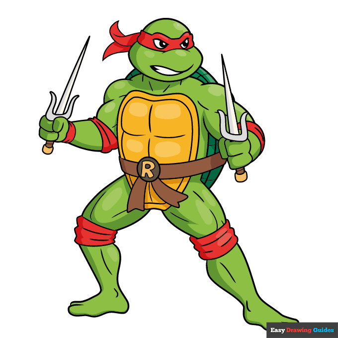 Raphael Ninja Turtle step-by-step drawing tutorial: step 10