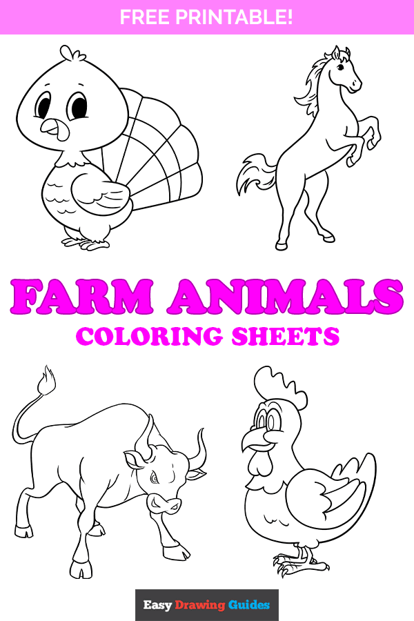 Free printable farm animals coloring pages - pinterest image