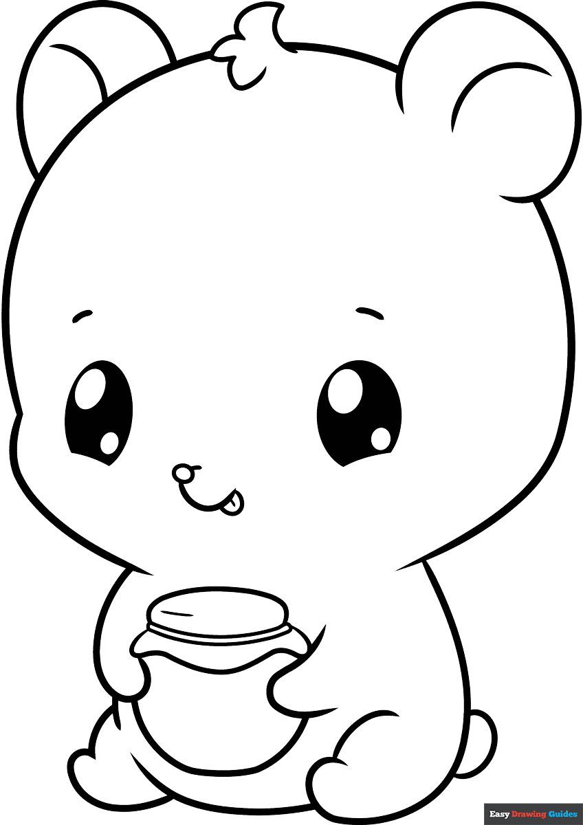 Free printable chibi bear coloring page