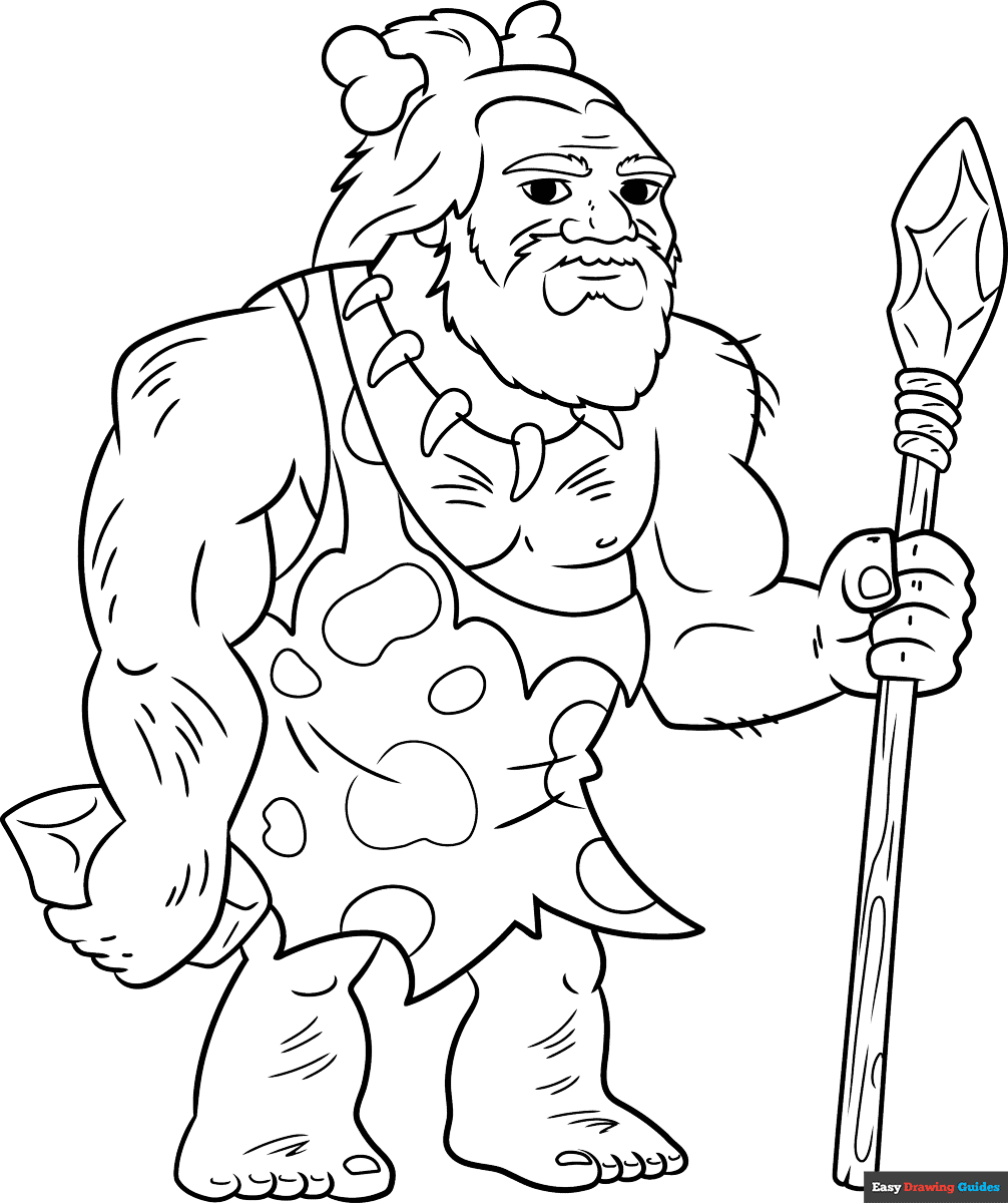 Free printable caveman coloring page