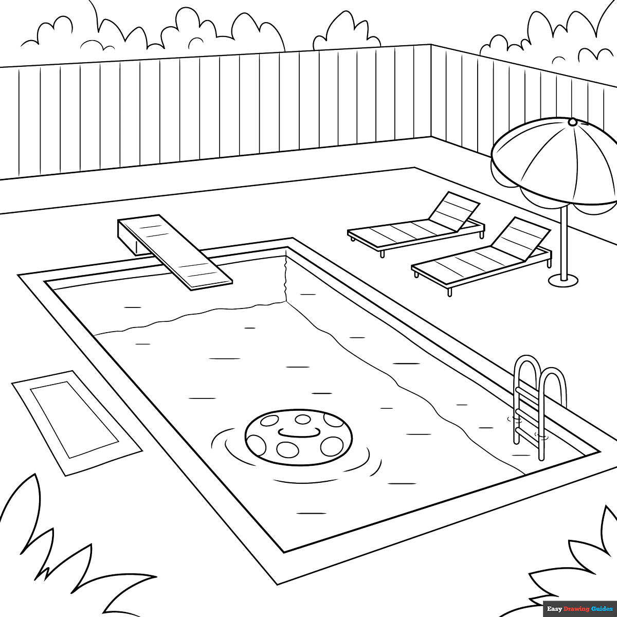 Free printable swimming pool coloring page